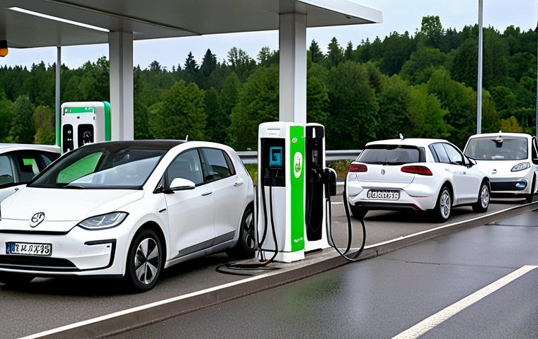 **

Prompt: A slightly frustrated driver of an electric car stands next to a broken-down charging station on a German Autobahn rest stop.  In the background, a long queue of other electric vehicles waits impatiently. The charging station is clearly labeled as "Defekt" (Defective). The overall mood is realistic and slightly exasperated, capturing the current challenges of charging infrastructure in Germany.

**