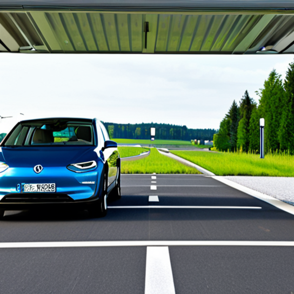 Okay, I will provide two image prompts for Stable Diffusion XL, summarizing the provided text about EV charging on German Autobahns, focusing on safety, appropriateness, and high quality.
