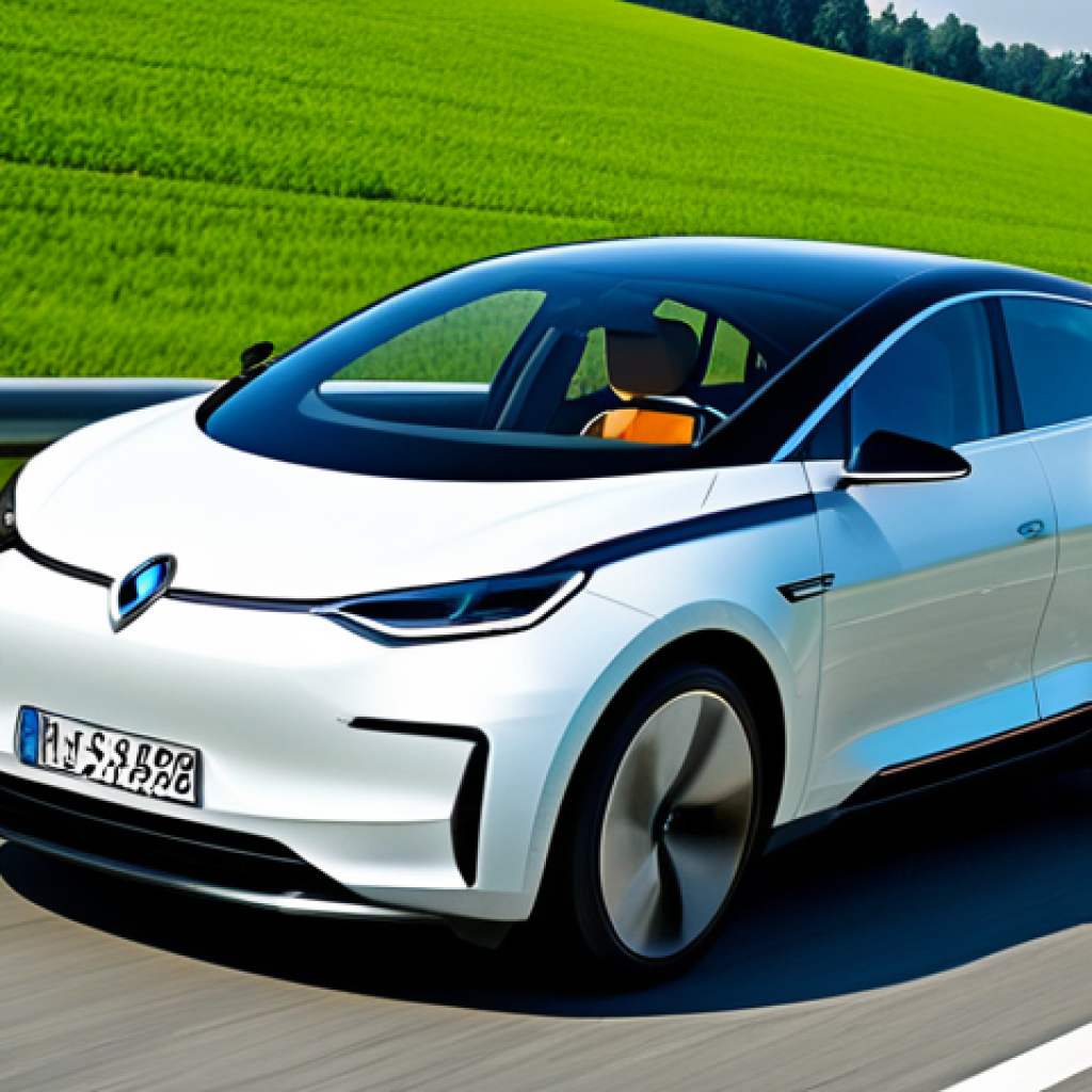 Aerodynamic Electric Car**

"A sleek, modern electric car with a streamlined, teardrop-shaped design, driving on a scenic German Autobahn, surrounded by lush green fields, fully clothed passengers visible inside, appropriate attire, safe for work, perfect anatomy, natural proportions, professional automotive photography, high quality."

**