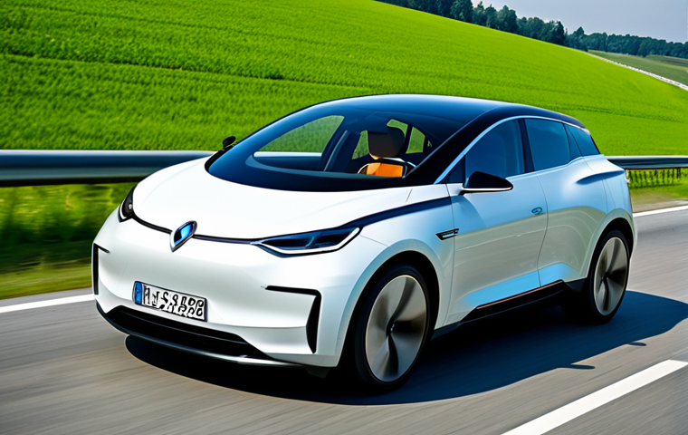Aerodynamic Electric Car**

"A sleek, modern electric car with a streamlined, teardrop-shaped design, driving on a scenic German Autobahn, surrounded by lush green fields, fully clothed passengers visible inside, appropriate attire, safe for work, perfect anatomy, natural proportions, professional automotive photography, high quality."

**