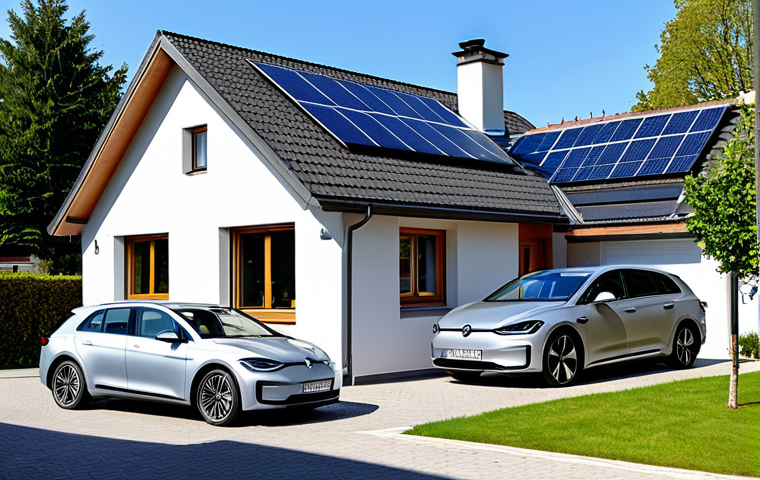 전기차 구입 시 고려사항 비교  필요한 정보 - Charging at Home**

A modern detached house in a German suburb, with a silver electric car parked in...